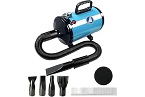 XAPIGO Asciugacapelli Professionale per Cani, a Basso Rumore, Temperatura Regolabile, Asciugatura Rapida con Doppia velocità, Strumento Leggero e Portatile per toelettatura (Blu)