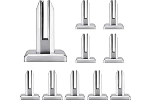 Nullnet Edelstahl 304 Glasklemme, 10 Stück Glasklemmhalter für 8-12 mm/0,31-0,47 Zoll Dickes Glas mit 4 Schrauben für Schwimmbad Bodenmontage Treppengeländer Balustradengeländer Balkon Zaunklemme