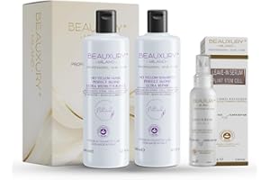 ‎BEAUXURY MILANO Beauxury Milano Anti-Gelbstich Aufbau-Kit – Shampoo, Maske & Serum Leave-in mit Schneckenschleim für Blondes & Geschädigtes Haar – Reparierende No-Yellow Pflege bei Blondierungsschäden