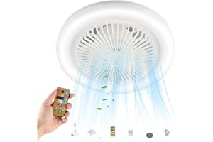 HUAYEEX Deckenventilator Mit Beleuchtung, Deckenleuchte Mit Ventilator Und Fernbedienung, 3 Farbtemperatur Einstellbare Windgeschwindigkeit, E27 Lampenfassung, Für Kleine Räume, Schlafzimmer, Wohnheim