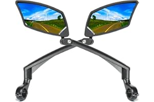 BriskMore Specchietto retrovisore per Manubrio della Bicicletta, Vetro Resistente ai Graffi, Regolabile e Rotante, Guida sicura