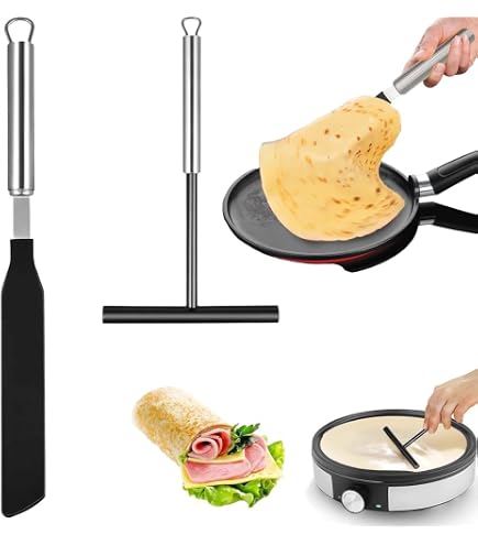 Set Spalmatore E Spatola Per Crepes E Pancake In Acciaio Inox 304 E Nylon, Distributore Di Pastella A Forma Di T, Utensili Da Cucina Antiaderenti