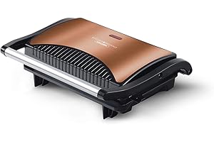 ‎KALORIK Team Kalorik TKG SWM 1050 CO elektrischer Kontakt- und Tischgrill | Sandwichtoaster | Paninimaker, 700, Kupfer