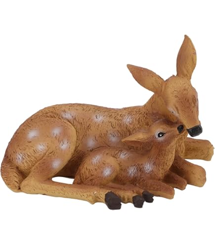 Coppia Di Statue Cervo Sika Per Giardino In Resina - Decorazione Outdoor 17 Cm