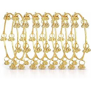Shining Diva Fashion 8 Pcs Traditional Stylish Ghungroo Kashmiri Bangles Set for Women & Girls