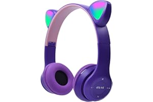 arVin Kinder kopfhörer, Katzen Ohren kopfhörer mit LED Leuchten und Mikrofon, steckbar, TF Karte verwenden, faltbares Kabellose Bluetooth Stereo Headset