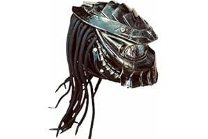 SJAPEX Predator Carbon Fiber Motorcycle Helmet Full Face Helmet With LED Lights And Iron Man Pigtails Unisex ABS Material Motorbike Helmet DOT/ECE Approval C,M=57~58CM