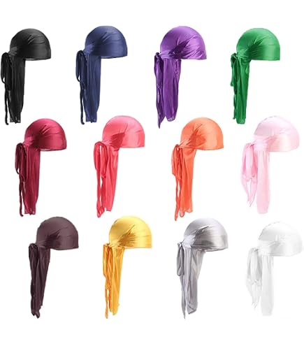 2 Fasce Durag In Raso Unisex - Larghe Per Capelli, Protezione Onde E Trecce, Regolabili, Multi Colore