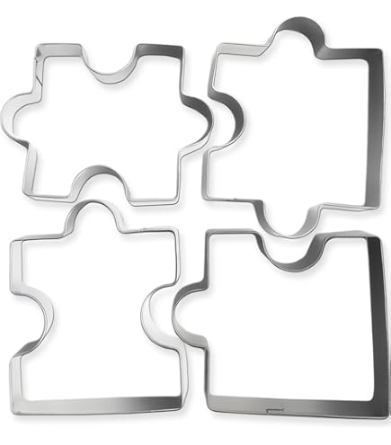 4 Stampini Biscotti Acciaio Inox – Forma Puzzle Per Torte, Fondente E Pasticceria - 2