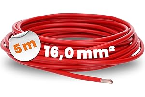 5 mètres Lapp 4520046 H07V-K 16,0 mm² rouge I Câble de câblage I Câble flexible I PVC à conducteur unique I Toron 16 mm²