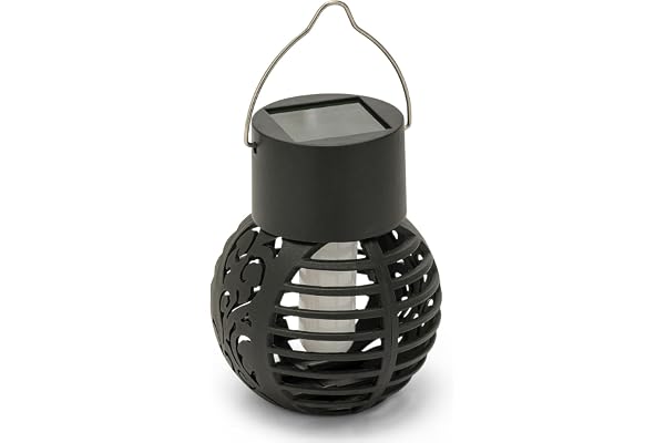 Lampe solaire suspendue à effet flamme LED. Noir