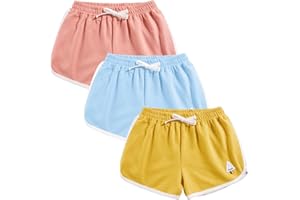 Rolanko Pantalones Cortos Niñas, Verano Algodón Deportivos Pantalón para Niños para Baile y Corree, 3 Packs