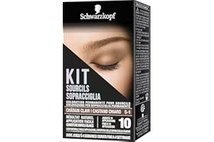 Schwarzkopf - Kit Sourcils - Coloration Permanentes Sourcils - Résultat Naturel - Longue Durée - Couverture Sourcils Blancs - Application Facile - Châtain Clair