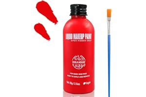 VIOLA HOUSE Pintura Facial, Pinturas Faciales Para Halloween, Pintura Corporal Líquida Para Adultos, Maquillaje Profesional Base de Agua Para Halloween, Fiestas y Cosplay (Rojo)