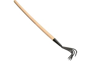 KOTARBAU® Cultivador de Mano para jardín, Aireador Manual 5 Dientes curvos, Mango de Madera, Herramienta de jardinería para mullir y airear la Tierra, Garra de jardín, Extirpador, Rastrillo pequeño