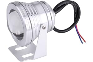 AKOZON Luz Led Acuario，Marina Barco yate 10W 12V RGB LED Punto Subacuático luz IP68 Impermeable Estanque Acuario Lámpara(Cáscara de Plata Blanca)