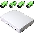 DKURVE Fiber Optical Terminal Junction Box，4-Port Fiber Panel Box Desktop Place FC LC Adapters for FTTH,FTTO,FTTD