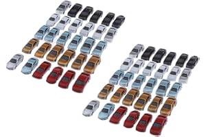 lahomia 60 Piezas 1/100 HO Escala Modelo de Coche Pintado Accesorios de Diseño de Paisaje de Calle