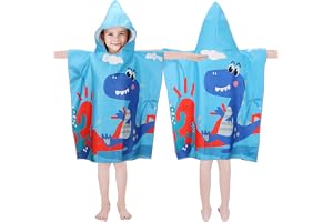 Ponchohandduk för Barn, Poncho Strandhandduk Flicka Dinosaur, Strandhandduk Barn med Kapuz, Mikrofiber Badrock för Barn Flick