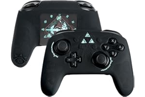 YOCORE Non-Slip Silicone Protective Case Cover, Featuring 2 Thumb Grip Caps and 1 Sticker, Adorable Soft Rubber Skin Protector for Nintendo Switch Pro Controller-SLZJ(Black)