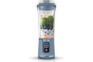 Ninja Blast Blender portable, 530 ml, couvercle résistant aux fuites et bec verseur, mini blender sans fil puissant, rechargeable, smoothies, shakes, mixe fruits et glaçons, Bleu Denim, BC151EUNV