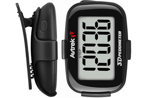 AVTREK Compteur de Pas 3D précis pour la Marche écran géant podomètre numérique pour la Course avec Affichage du Temps et rétroéclairage LED