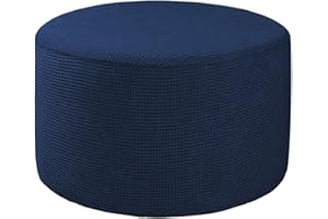 ELYSYSRL Rotondo Copri Pouf Elasticizzato Fodera Velluto Grande 50X50 80x80 80x65 Ottomano Cover Fodera Poggiapiedi per Divano Jacquard Antiscivolo Cover Sgabello Copertura Protettiva per Ottomana ( Color : @1