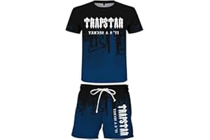 GÉNÉRIQUE Trapstar Survêtement de sport 2 pièces pour homme Printemps été 2024 Léger Unisexe Jogging Ensemble de loisirs Ensemble femme Top à Manches Courtes et Short D'été Survêtement 2 Pièces T-Shirt