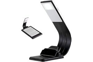 Dokkita Lampe de Lecture à Pince Rechargeable avec 4 Luminosité Réglable, Lampe de Livre Pliable et Flexible pour Livres, Kindle, iPad, Ordinateurs Portables (Luminosité Froide)