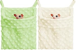 Meow&Woof Sugar Glider Bonding Pouch Carrier Bag Sling Sleep Bag with Adjustable Strap for Gliders Ferret Rat Hedgehog Hamster Small Pets, Green&Beige