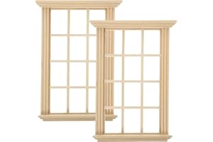 Housoutil 6Pcs Miniature Meuble de Poupée de Poupée Woodenn Fenêtre 1: 12 Échelles Miniatures Bois Fenêtres Mini Modèle de Fenêtre Mini Voleurs de Bricolage Accessoires Artisanaux pour Les