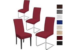 BALLADHOME Coprisedie con schienale 4 pezzi Elasticizzato Copertura della sedia bi-elastico per una misura universale, Coppia spandex Coprisedia molto facile da pulire e di lunga durata (4 pezzi,Bordò Rosso)