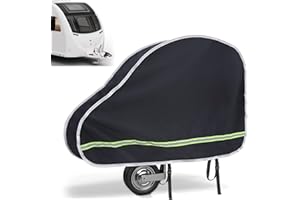 Coverify Anhängerkupplung Abdeckung, Deichselhaube aus 600D Oxford Stoff, Schwarz Universal Deichselabdeckung mit Reflektorbänd für Wohnwagen & Pferdeanhänger/Anhänger mit Antischlingerkupplung