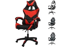 GadgetHaven Gaming Chair, Red, Contemporary, High Back Armless Pedestal Base Chair, Ergonomic, PU Leather, Adult Gaming Chair