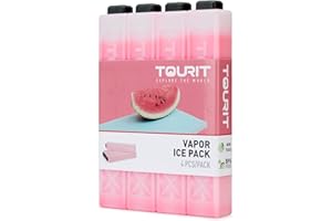TOURIT Ice Packs for Coolers Reusable Long Lasting Freezer Packs for Lunch Bags/Boxes, Cooler Backpack, Camping, Beach, Picnics, Fishing and More (Set of 4, Red)