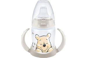 NUK First Choice Learner Bottle vaso aprendizaje bebe | 150 ml | Asas de fácil agarre y boquilla de silicona | A prueba de fugas | 6-18M | Anticólicos| Sin BPA | Disney Winnie the Pooh (Beige)