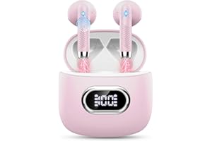 RINSMOLA Wireless Earbuds, Bluetooth 5.3 Headphones 2024 Wireless Headphones with Deep Bass, New Mini Bluetooth Earphones in Ear 4 ENC Mic, Noise Cancelling Ear buds 42H Bluetooth Earbud Pink White/Drsaec