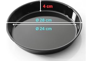 Uniq Dealz Pizza Enamel Baking Tray Round 24, 28, 30, 32, 36, 40 cm, Pizza Tray Enamelled Rustproof, Pizza Baking Tray for Pizza and Tarte Flambée, Heat Resistant up to 400 °C, Pizza Mould Universal