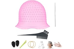 BDEUTROPHIC 9 Pcs Highlighting Cap Kit, Highlight Kit, Streaking Cap, With Hooked Salon Hair Dyeing Comb Hair Dyeing Brush Shawl Gloves Suitable for Colored Salon Girls Hair Styling Tool