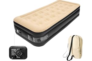 Denny Shop Inflatable High Raised Air Bed Mattress With Built in Electric Pump in Single/Double/Queen Size Airbeds by Crystals® (Single Air Bed)