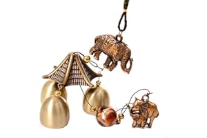 ELIONLESS Wind Chimes, Vintage Metal Wind Chime Bells Chinese Feng Shui Lucky Bell Hanging Ornament for Home Garden Decorations (Elephant)