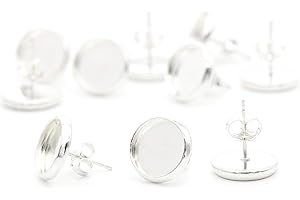 NaturSchatulle Ohrstecker mit Fassung 8-14mm Rohlinge 5 Paar Sterling Silber Butterfly Verschluss I Ohrringe Basteln DIY Schmuckherstellung (8mm)