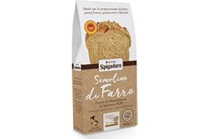Molini Spigadoro Semolino di Farro (500 gr) Farro di Monteleone di Spoleto DOP; Il più amato dagli Etruschi e dagli antichi Romani per pane, pasta e pizza, ma anche dolci; Ricco di Fibre e Proteine