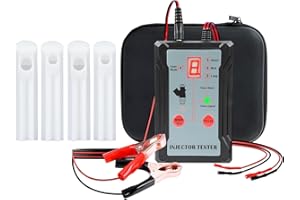 MR CARTOOL 12V Auto Injector Tester 8 Pulse Modes Fuel Injector Pressure Tester Vehicle Fuel Injection Pump Injector Cleaner Tester Set with 4 Nozzles, Dual Power, 4 Wire 2 Testing Channel, 1M Cable