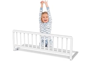 Geuther Bettschutzgitter Holz | Rausfallschutz Bett für Kinder | Bettgitter als Absturzsicherung Bett | Baby Rausfallschutz Elternbett, Rausfallschutz Kinderbett & Baby Bett in 110 cm Länge, Weiß