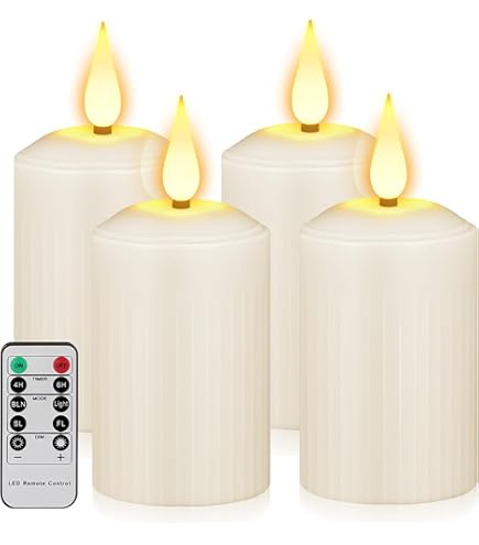 Lot De 4 Bougies LED Blanches - Diamètre 7,5 X 10 Cm - Sans