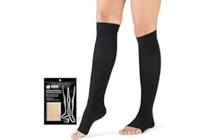 VARCOH Calze Compressione Graduata Donna, Ampi Calzini a Compressione Plus Size (S-4XL) Calze a Compressione Uomo 20-30 mmHg Ginocchio Alto Punta Aperta, Meglio per Migliorare le Vene Varicose