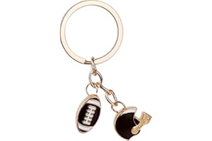 MIKOVIVI Porte-Clés de Rugby, Porte-Clés de Sport en Métal Mini Porte-Clés de Ballon de Rugby Porte-Clés de Football Américain pour Fête à Thème d'Équipe de Rugby Fête d'Anniversaire Carnaval