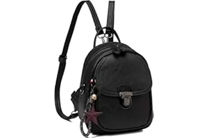 Kasgo Mochila Pequeña Mujer, Bolso Mochila de Cuero PU Mini Mochila Viaje de Moda Bolso Bandolera Casual Mochila Convertible 3 Formas de Llevar con Correas Desmontables para Trabajo Escolar