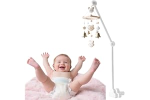 Tbintul Przenośny uchwyt drewniany do łóżeczka dziecięcego, białe chmury, przenośna podstawka z regulacją wysokości, dekoracja pokoju dziecięcego, do zawieszenia, dzwonki wietrzne, dzwonek do łóżeczka